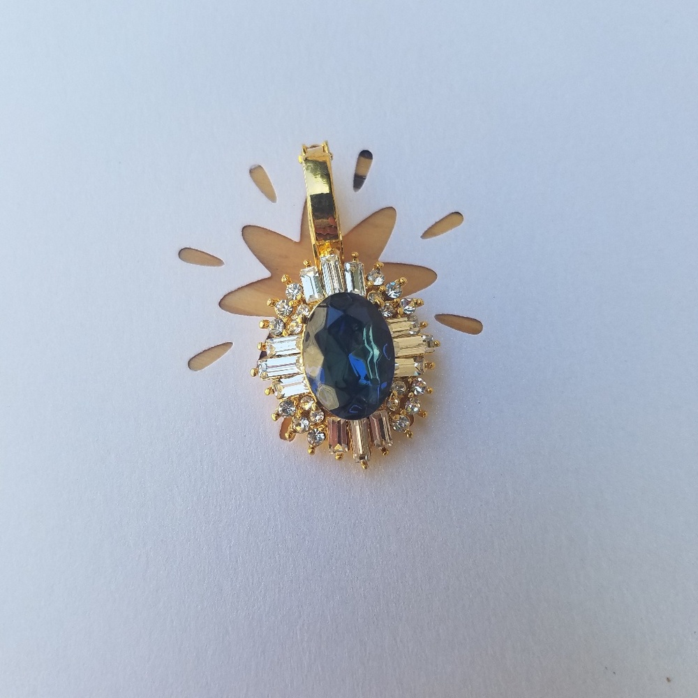 Omega Necklace Pendant Sapphire Costume Jewelry